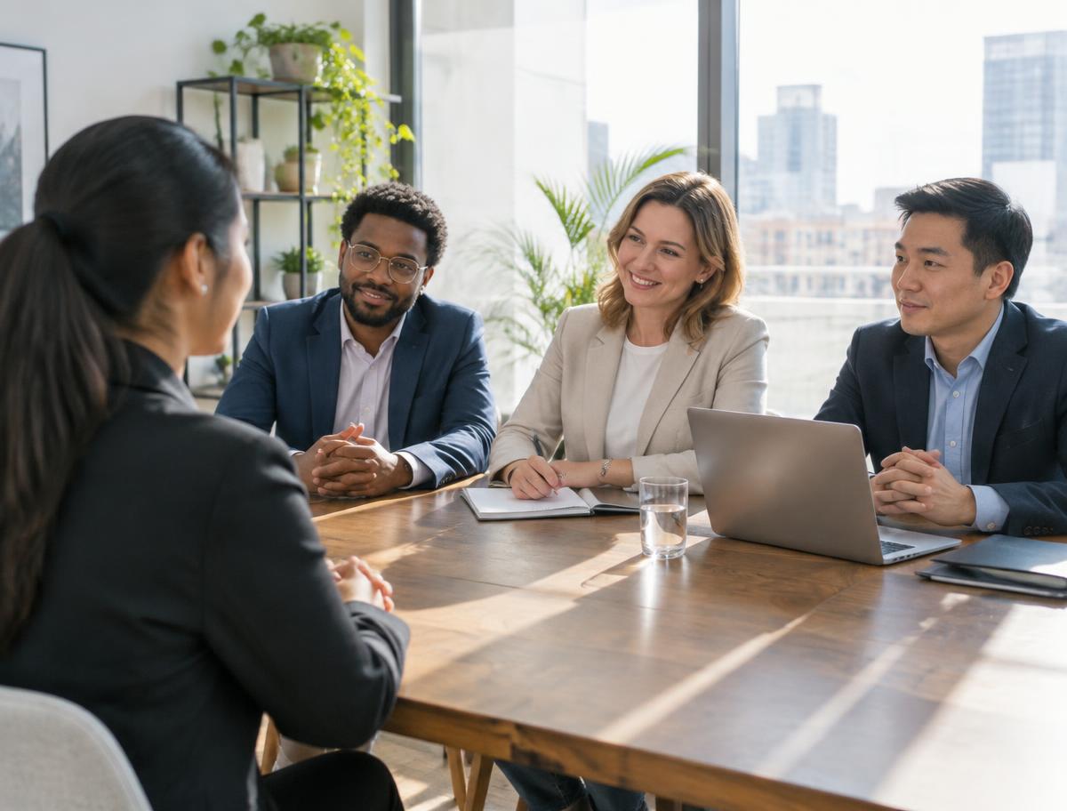 Employer team discussing an international candidate