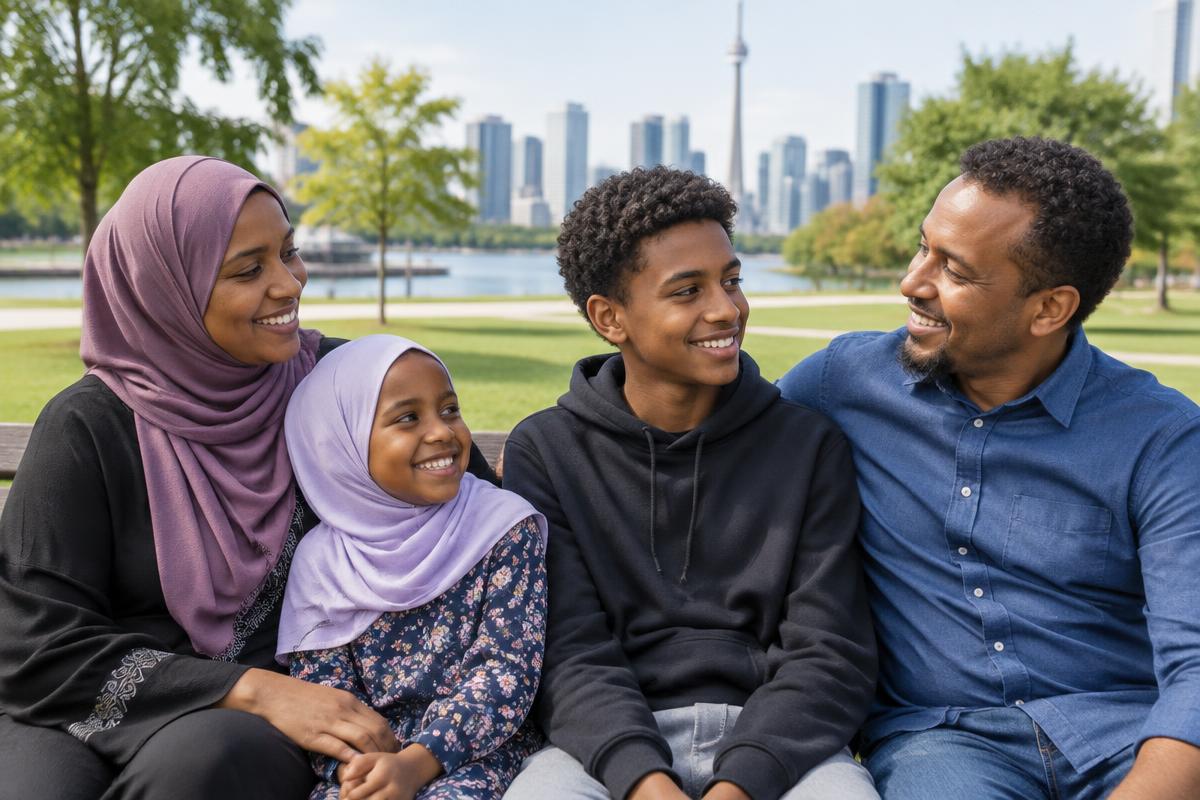Illustrative image of a family together in a Canadian park